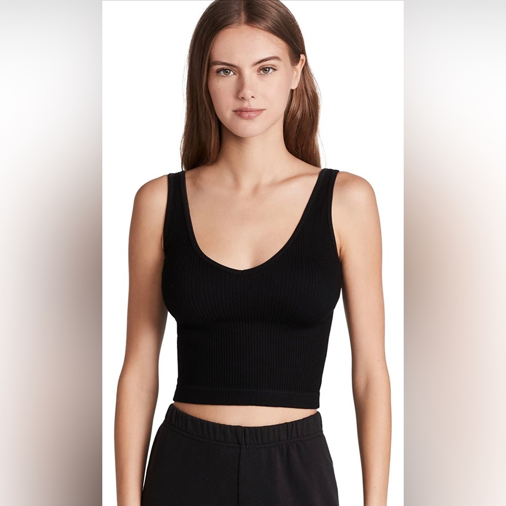 Free People Women's Solid Rib Brami Top. XS/S. Black